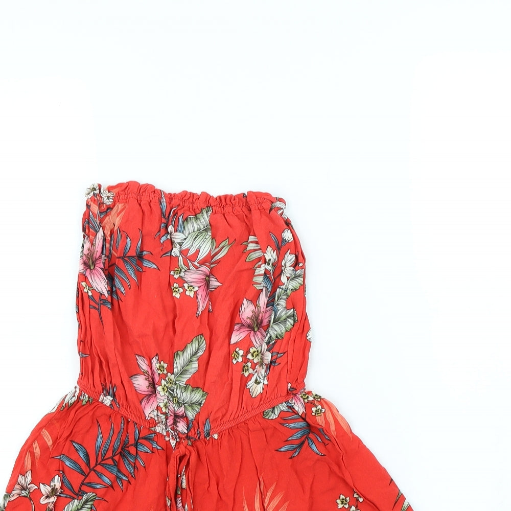 New Look Womens Red Floral  Playsuit One-Piece Size 6 L3 in