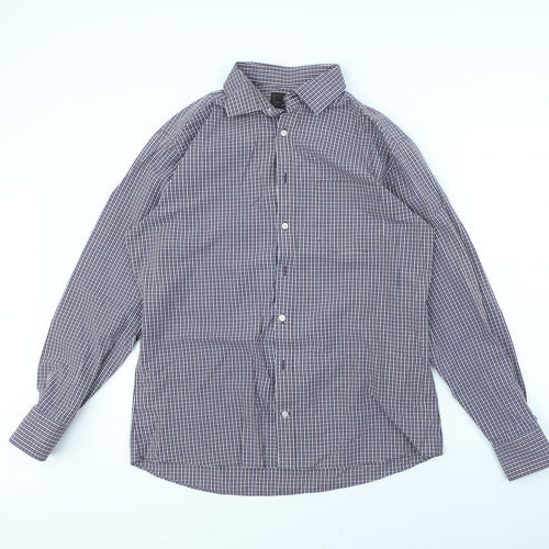 M&S Mens Red Check   Dress Shirt Size 42
