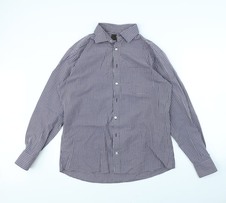 M&S Mens Red Check   Dress Shirt Size 42