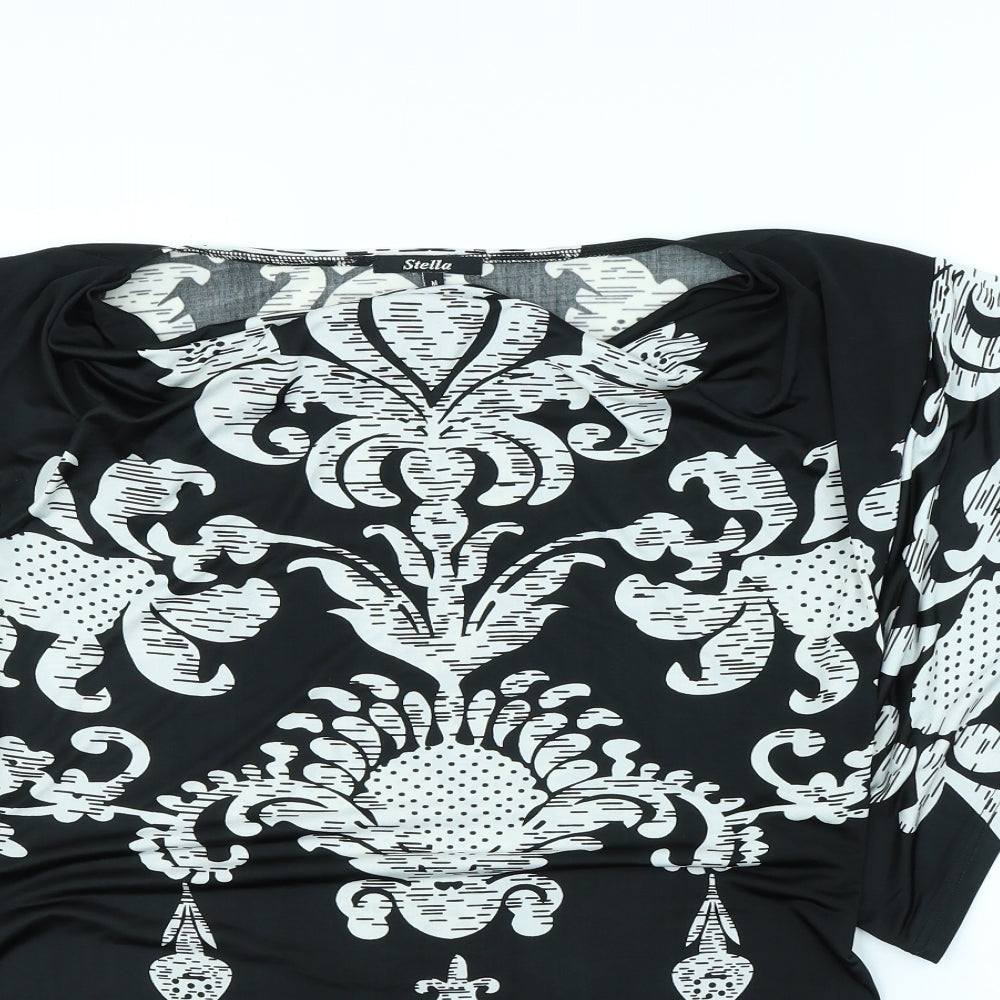 Stella Womens Black Geometric  Basic Blouse Size M
