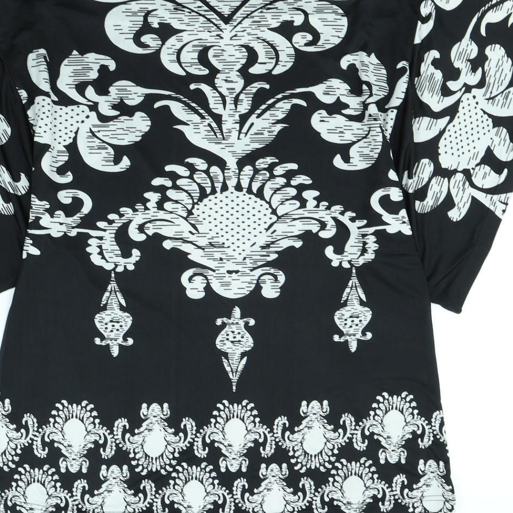 Stella Womens Black Geometric  Basic Blouse Size M