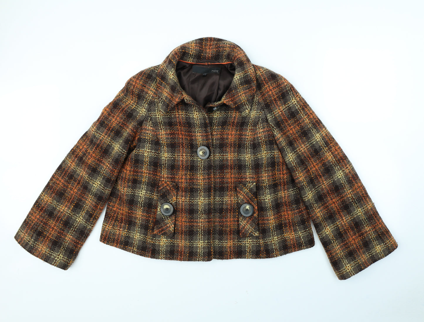 NEXT Womens Brown Plaid  Jacket Coat Size 12