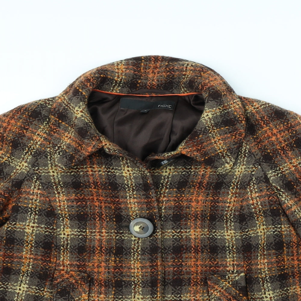 NEXT Womens Brown Plaid  Jacket Coat Size 12