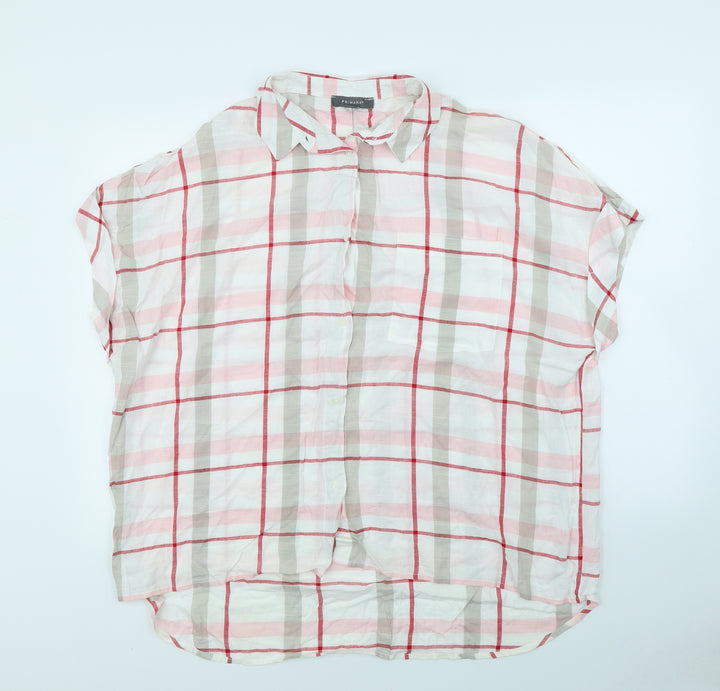Primark Womens White Check Basic Button-Up Size 14