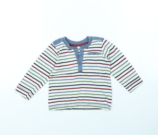 Front view of George boys’ multicoloured striped basic t-shirt, size 12, months