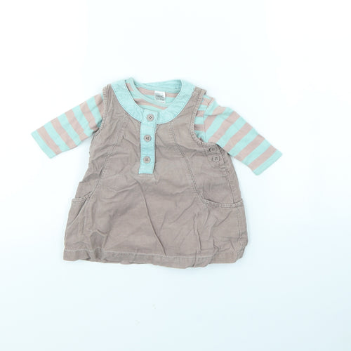 NEXT Girls Grey   Pinafore/Dungaree Dress  Size 0-3 Months