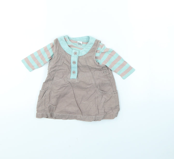 NEXT Girls Grey   Pinafore/Dungaree Dress  Size 0-3 Months