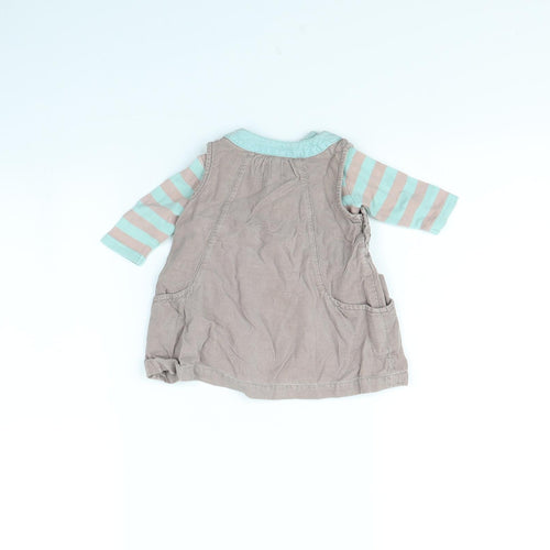 NEXT Girls Grey   Pinafore/Dungaree Dress  Size 0-3 Months