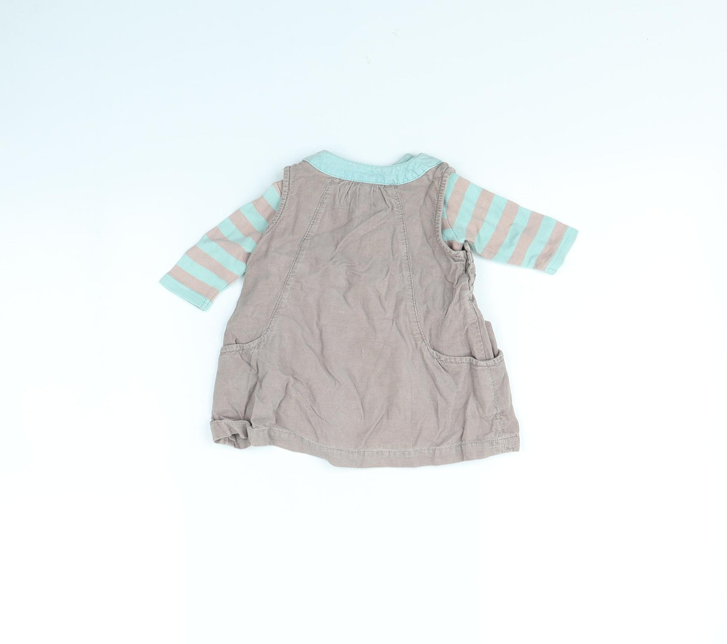 NEXT Girls Grey   Pinafore/Dungaree Dress  Size 0-3 Months