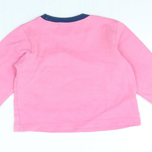 Nutmeg Girls Pink   Basic T-Shirt Size 9-12 Months  - Owl
