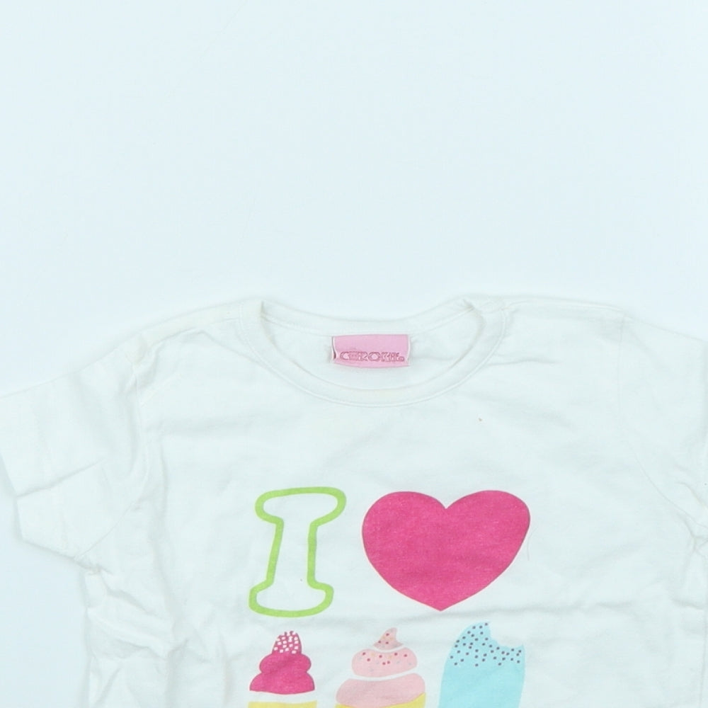 Cherokee Girls White   Basic T-Shirt Size 18-24 Months  - Ice Cream