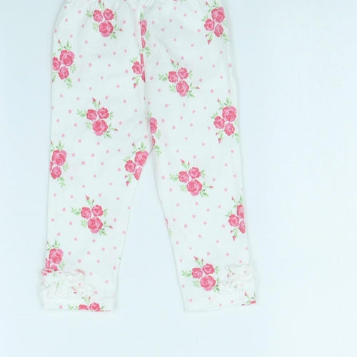 George Girls White Floral  Capri Trousers Size 9 Months