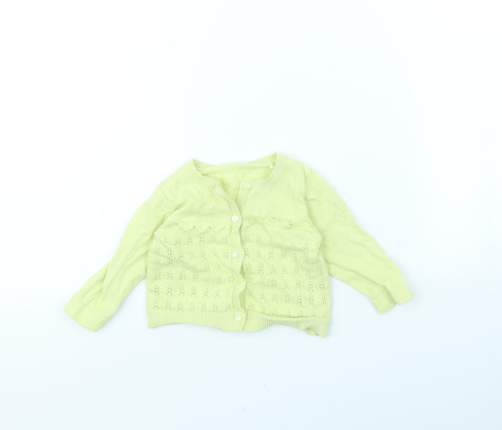 Mothercare Girls Green Cardigan Jumper Size 3-6 Months