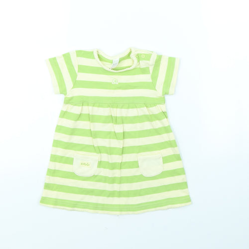 NEXT Girls Green Striped  Fit & Flare  Size 9-12 Months