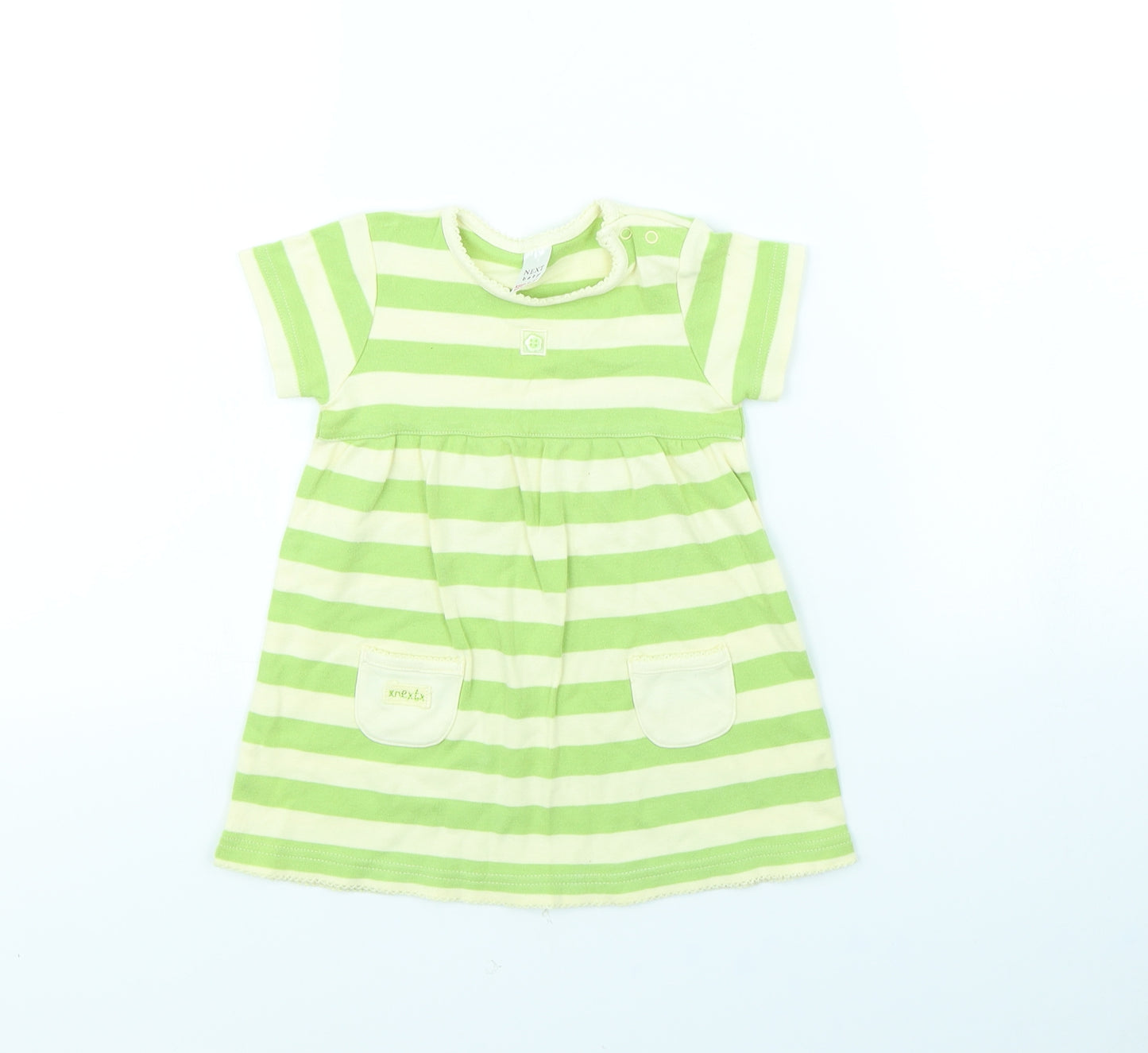 NEXT Girls Green Striped  Fit & Flare  Size 9-12 Months