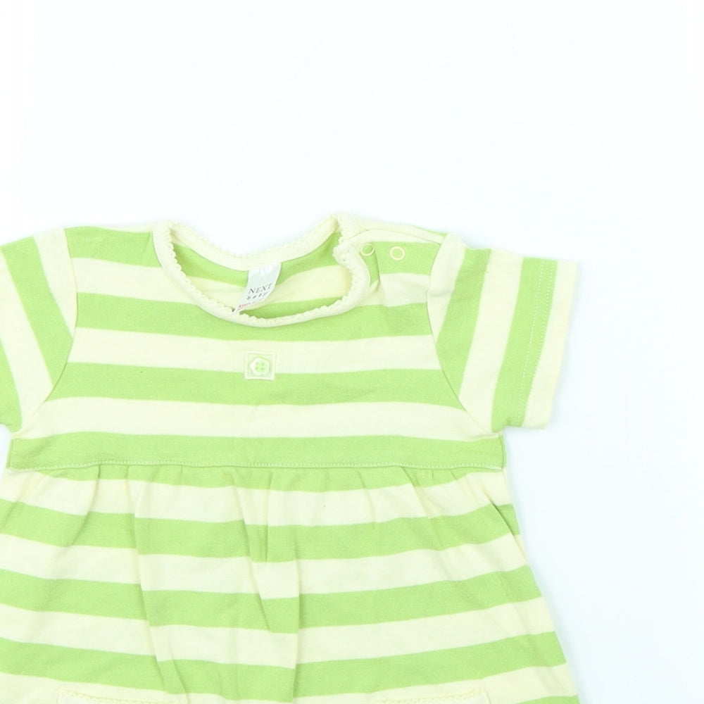 NEXT Girls Green Striped  Fit & Flare  Size 9-12 Months