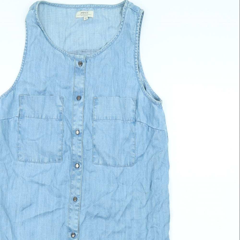 Papaya Womens Blue   Pinafore/Dungaree Dress  Size 10