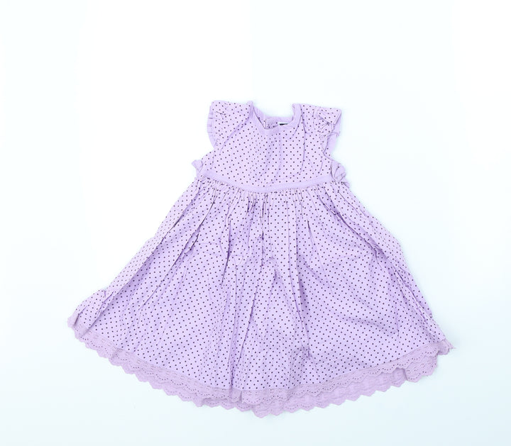 M&Co Girls Purple Polka Dot Fit & Flare Size 12 Months