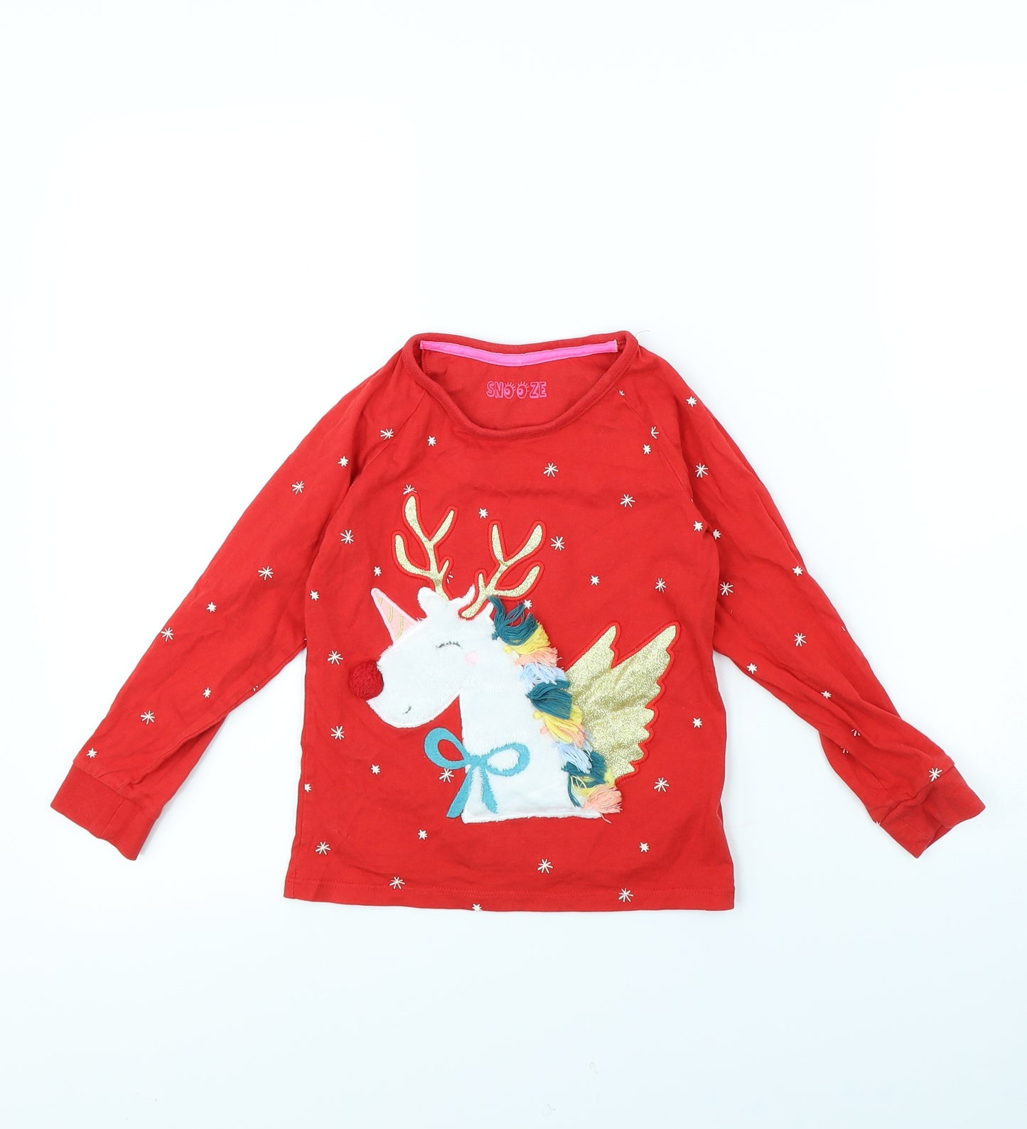 snooze Girls Red   Basic T-Shirt Size 5 Years  - Unicorn