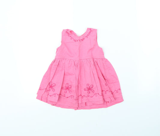 Front view of Next girls’ pink fit & flare, size 12, months