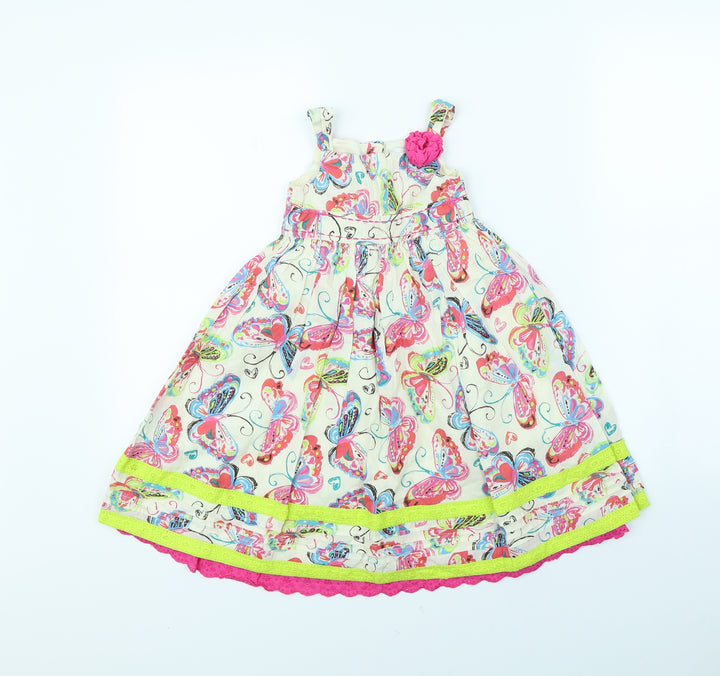 George Girls White Animal Print Fit & Flare Size 18 Months - Butterflies