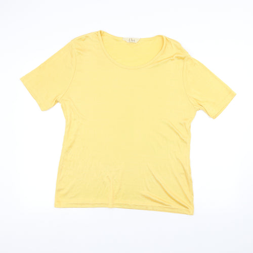 ELVI Womens Yellow   Basic T-Shirt Size M