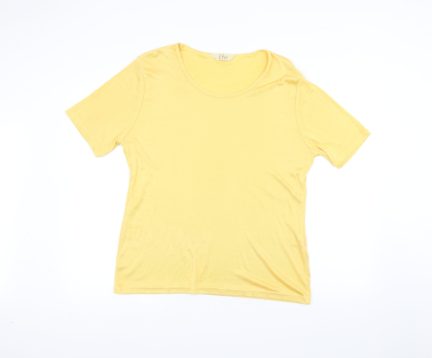 ELVI Womens Yellow   Basic T-Shirt Size M