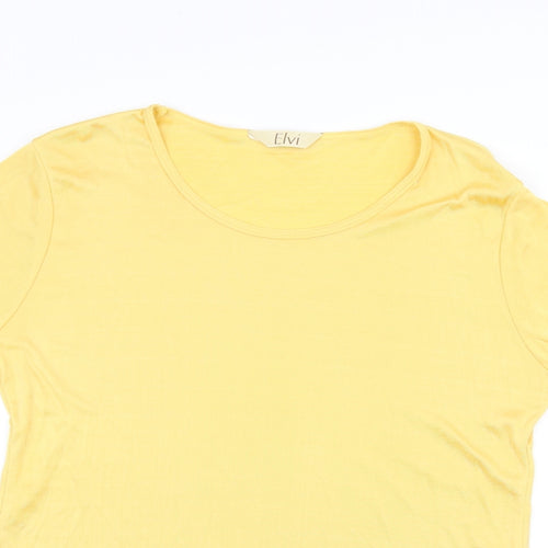 ELVI Womens Yellow   Basic T-Shirt Size M