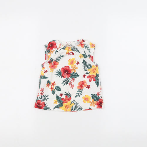 Nutmeg Baby White Floral  Basic T-Shirt Size 12-18 Months