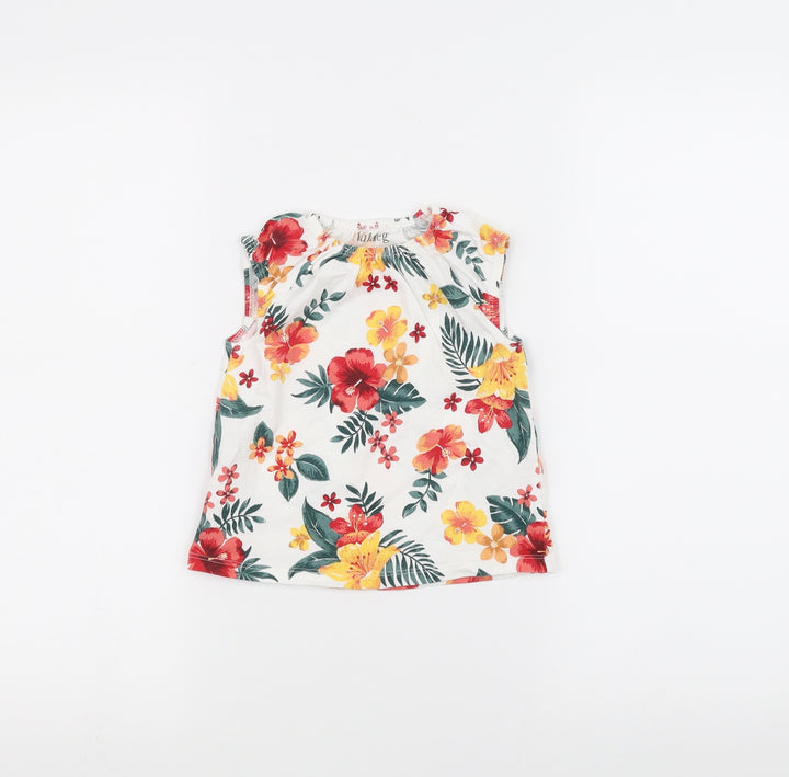 Nutmeg Baby White Floral Basic T-Shirt Size 12-18 Months