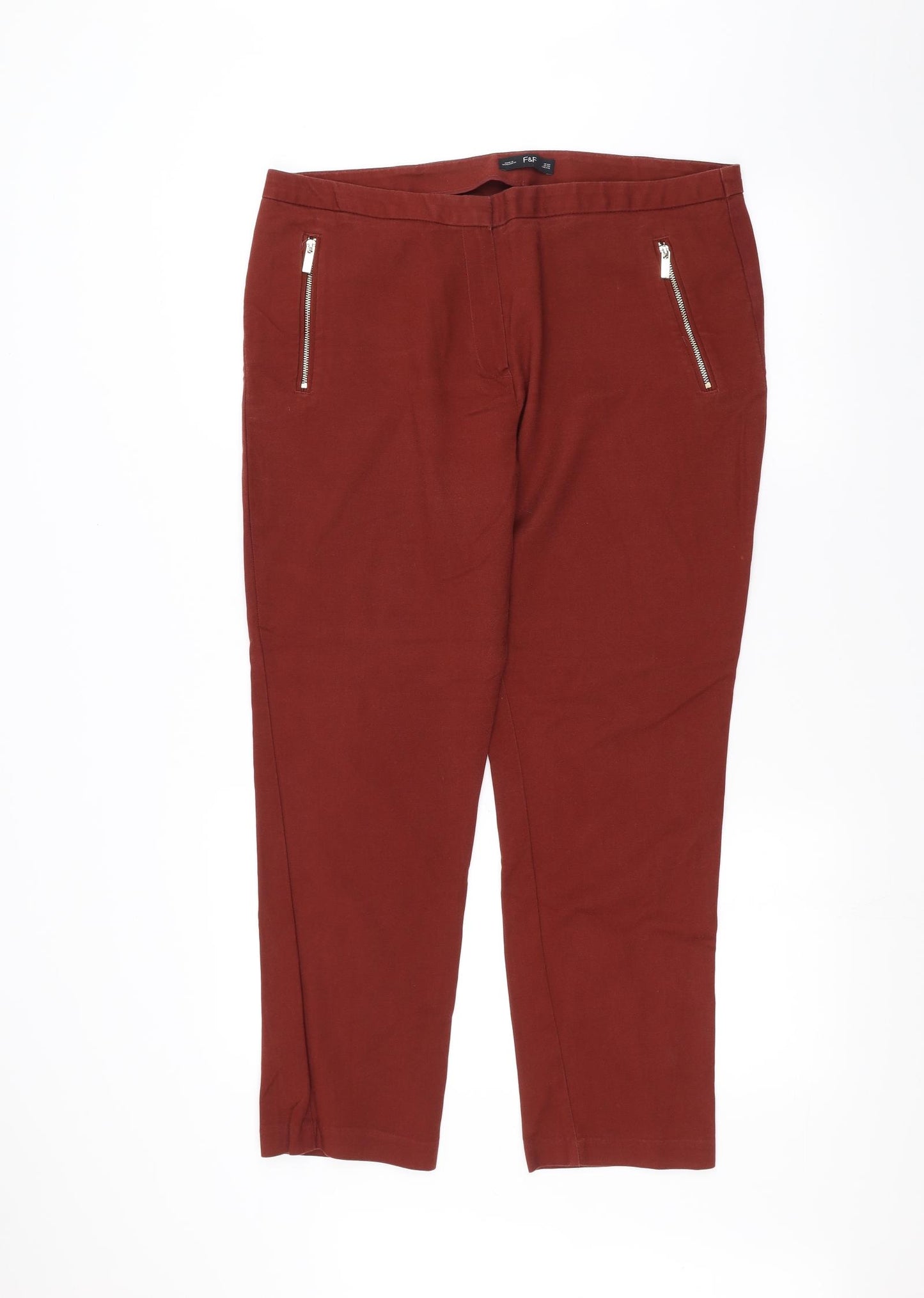 F&F Womens Brown   Trousers  Size 16 L25 in