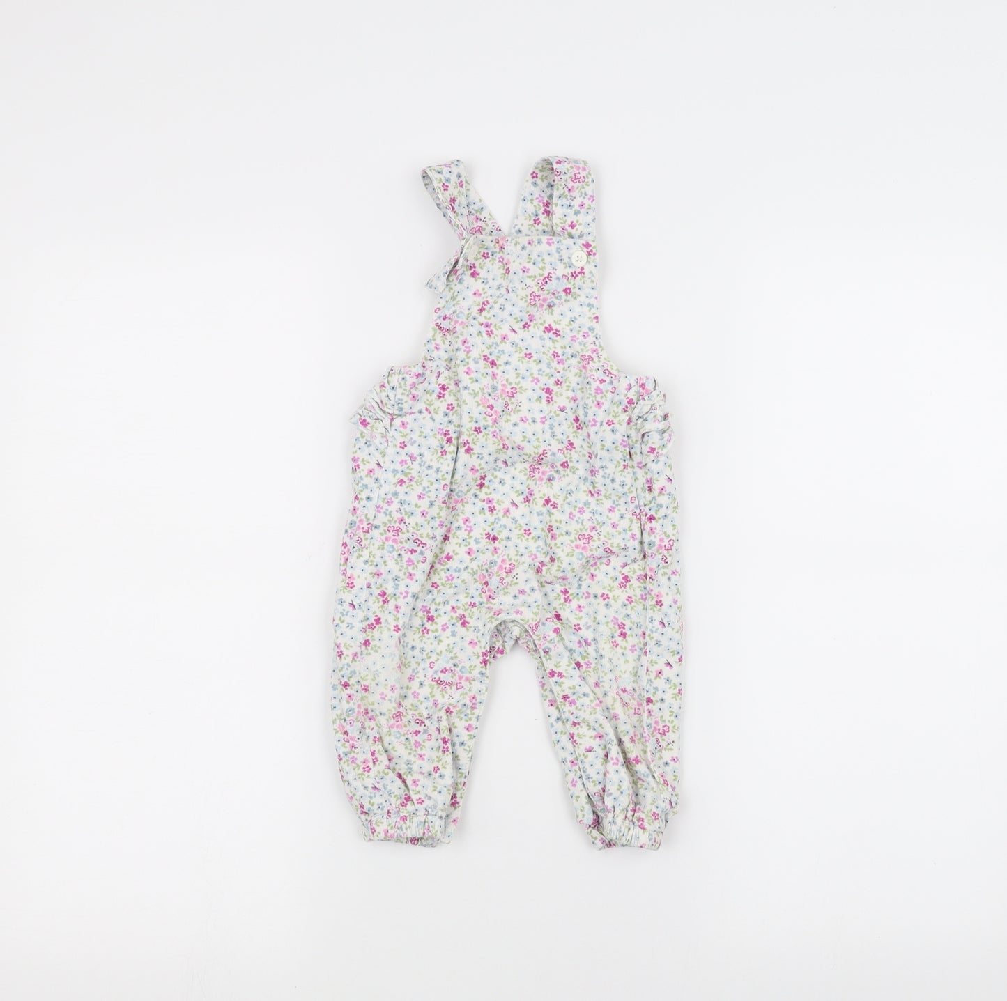 Mothercare Baby White Floral  Dungaree One-Piece Size 6-9 Months