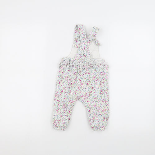 Mothercare Baby White Floral  Dungaree One-Piece Size 6-9 Months