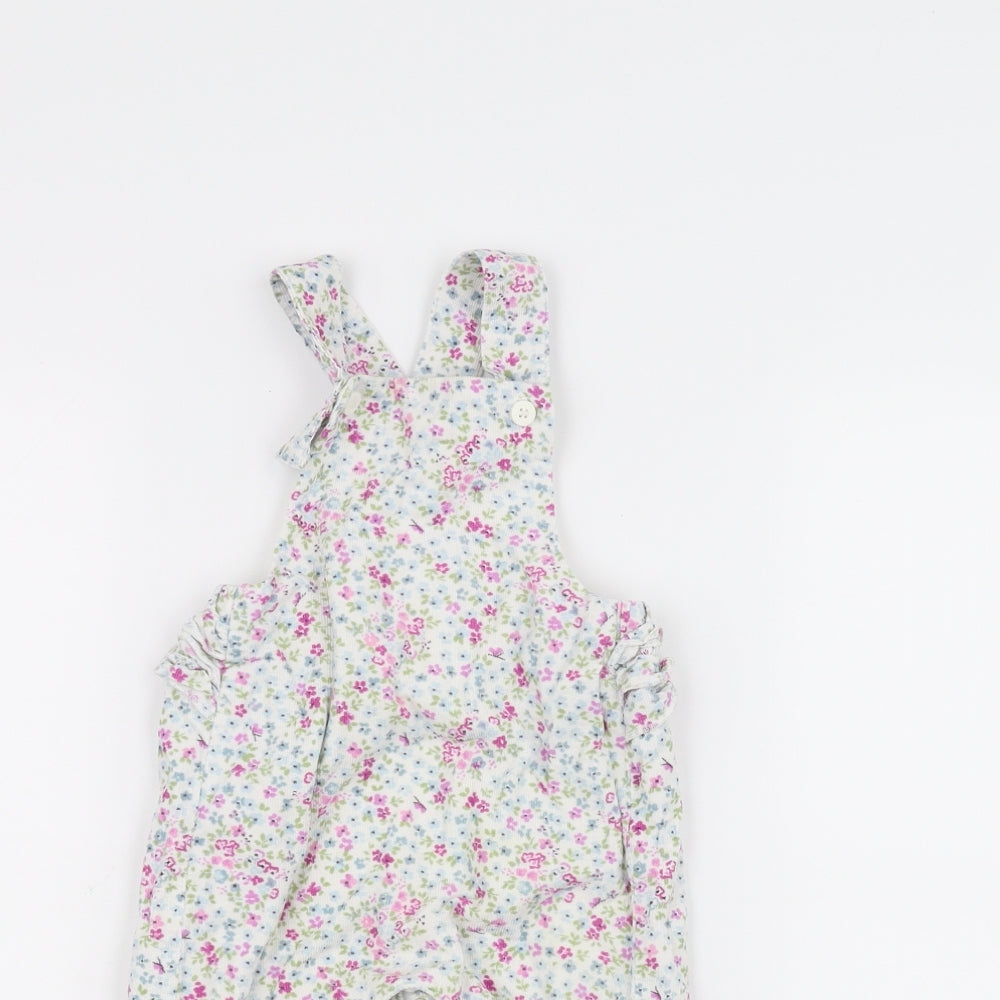 Mothercare Baby White Floral  Dungaree One-Piece Size 6-9 Months