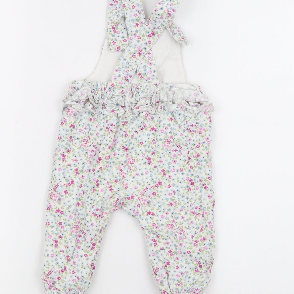 Mothercare Baby White Floral  Dungaree One-Piece Size 6-9 Months