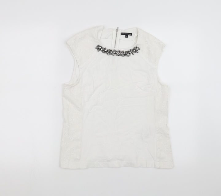 Warehouse Womens White Basic Tank Size M