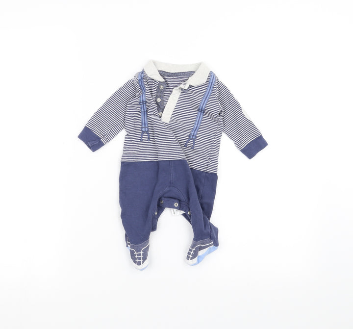 NEXT Baby Blue Striped Coverall One-Piece Size 0-3 Months