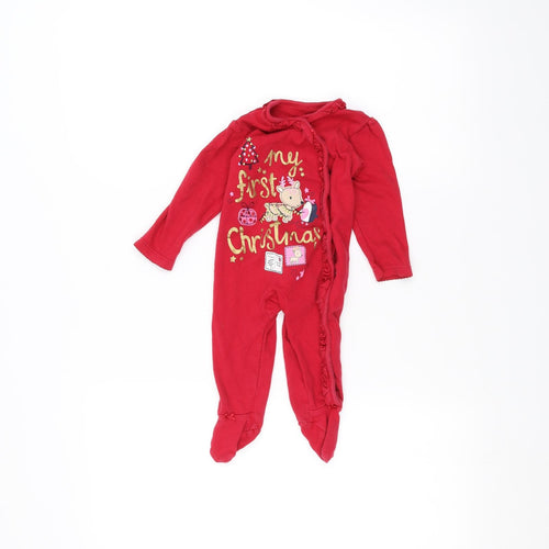 George Baby Red   Babygrow One-Piece Size 6-9 Months  - Christmas