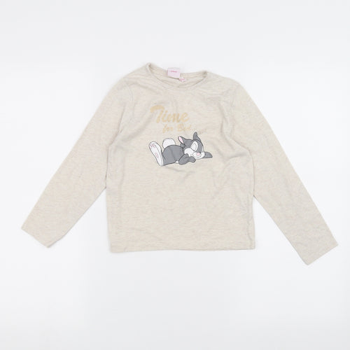 Disney Girls White   Basic T-Shirt Size 6-7 Years  - Rabbit