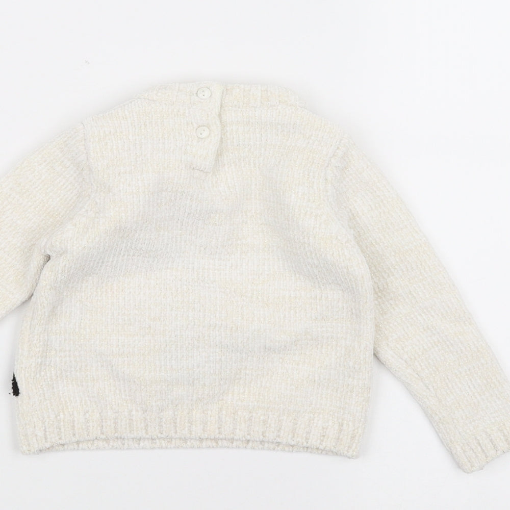 M&Co Baby White   Pullover Jumper Size 9-12 Months  - Penguin
