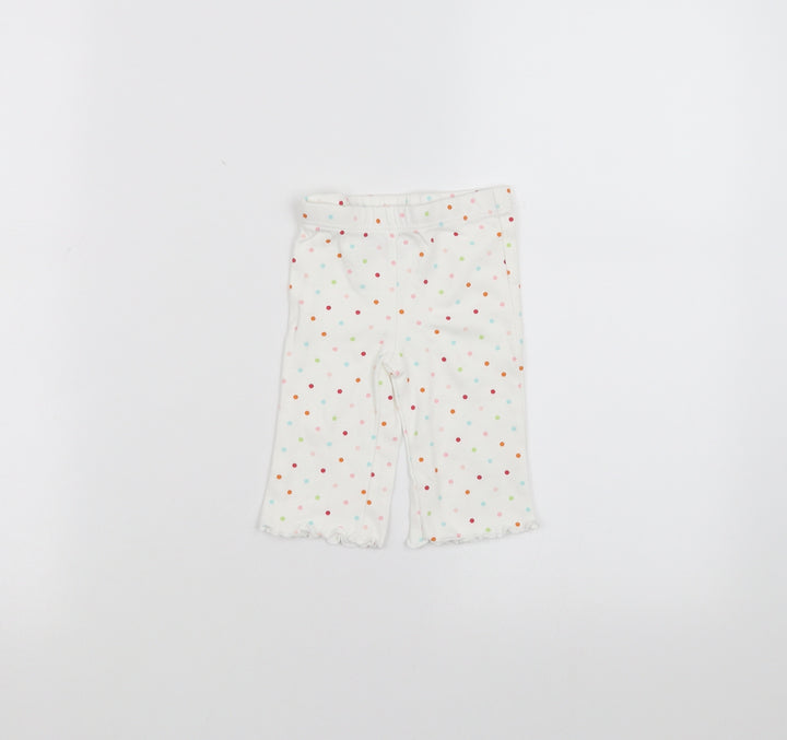 Marks and Spencer Baby White Polka Dot Sweatpants Trousers Size 0-3 Months