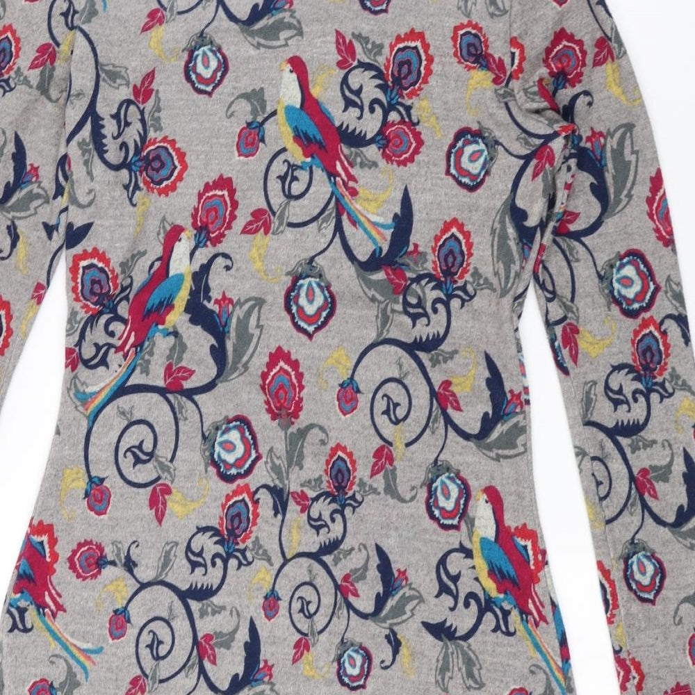 Lily & Me Womens Grey Floral  Pullover Jumper Size 8