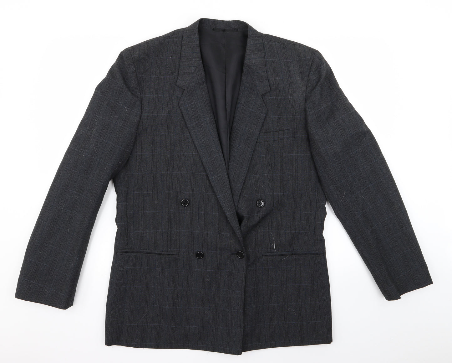 Burton Mens Black Striped  Overcoat Coat Size L