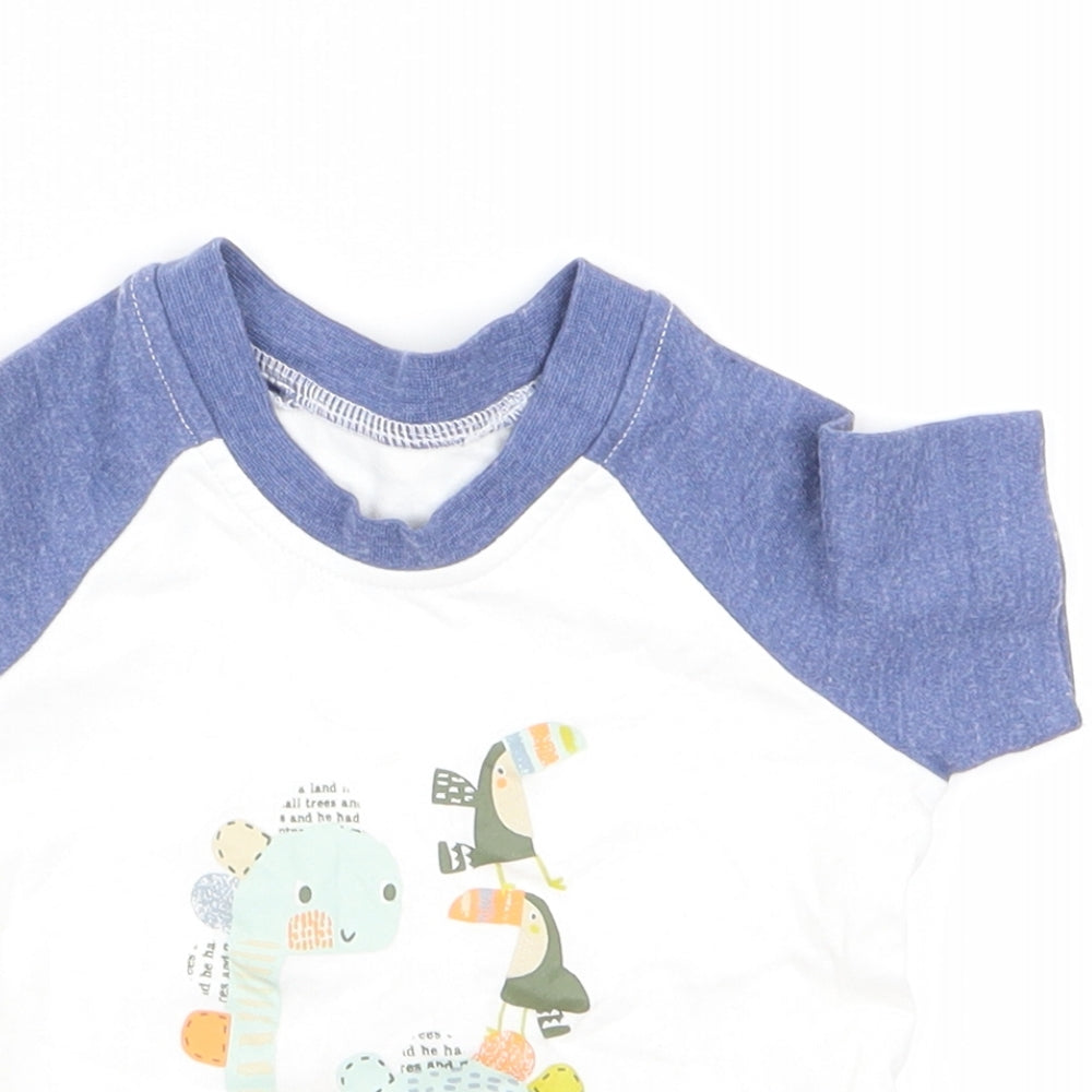 prewotn Baby White Animal Print  Basic T-Shirt Size 6-9 Months