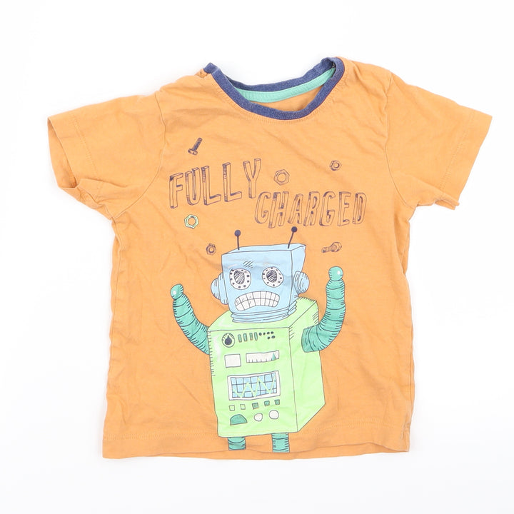 George Boys Orange   Basic T-Shirt Size 18-24 Months  - robot