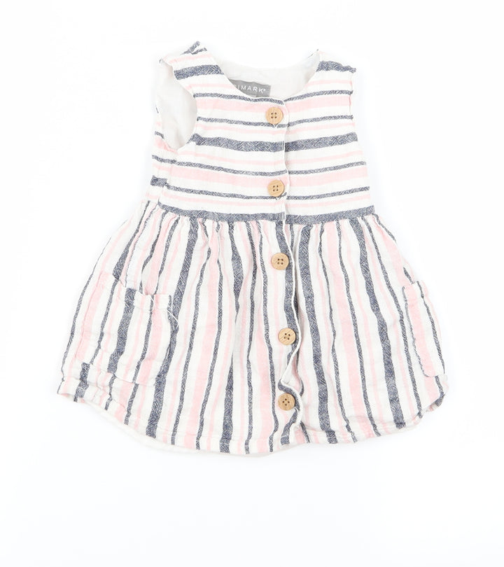 Primark Girls Pink Striped Ramie A-Line Size 6-9 Months