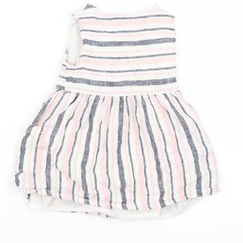Primark Girls Pink Striped Ramie A-Line  Size 6-9 Months