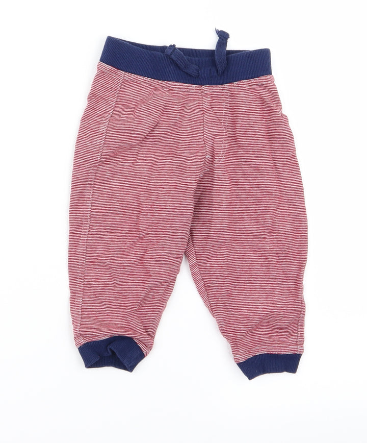 lily dan Baby Red Striped Jogger Trousers Size 12 Months