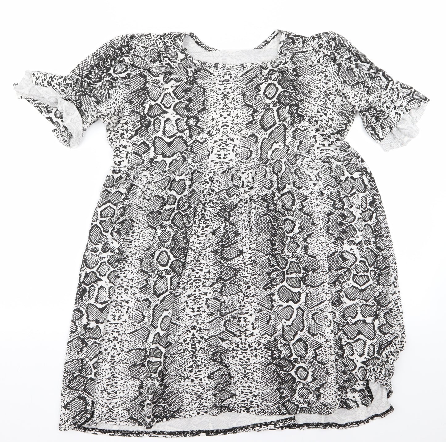 Boohoo Womens Black Animal Print  Fit & Flare  Size 12