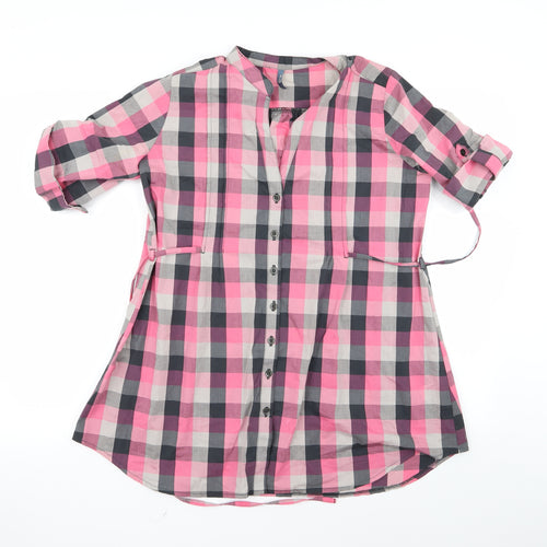 Preworn Womens Pink Check  Basic Button-Up Size 8